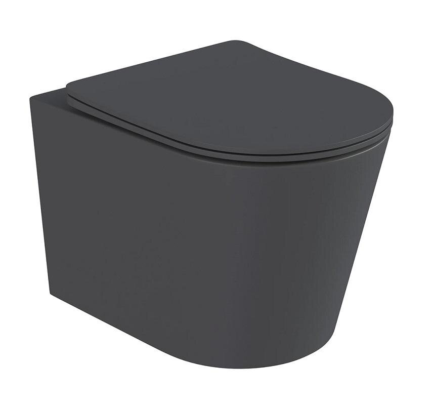 Изображение товара Подвесной унитаз Hansmann Keramik Round Dark Grey УНИ0020, безободковый, сиденье микролифт, тёмно-серый Изображение товара Подвесной унитаз Hansmann Keramik Round Dark Grey УНИ0020, безободковый, сиденье микролифт, тёмно-серый
