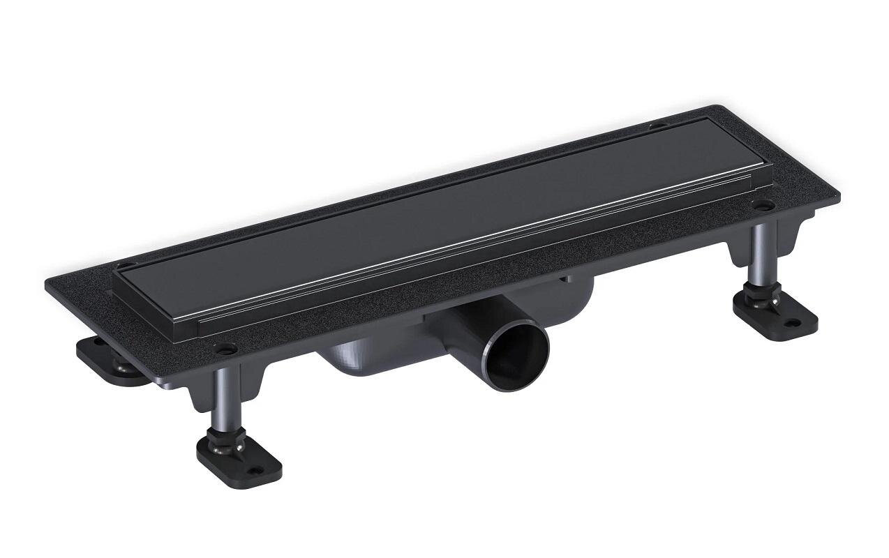 Изображение товара Дренажный канал Good Door ТЛ00037 35 см с решеткой под плитку, черный матовый