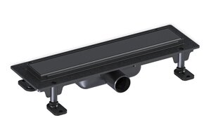 Изображение товара Дренажный канал Good Door ТЛ00037 35 см с решеткой под плитку, черный матовый