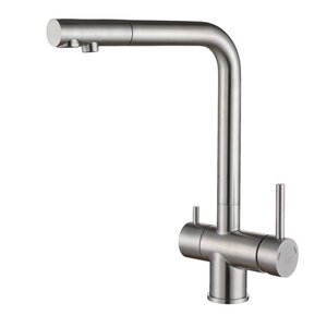 Изображение товара Смеситель Paulmark Skalen Sk213020-SS, для кухонной мойки, с подключением к фильтру, нержавеющая сталь