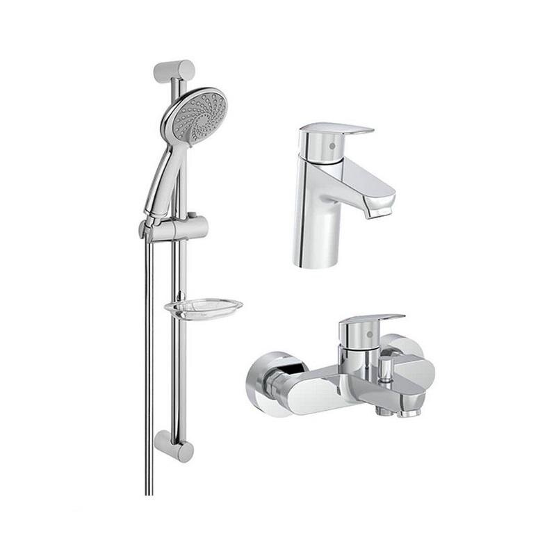 Изображение товара Комплект смесителей Vitra Flow Round A42302EXP, с душевым гарнитуром, цвет хром