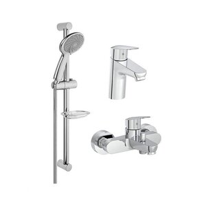 Изображение товара Комплект смесителей Vitra Flow Round A42302EXP, с душевым гарнитуром, цвет хром