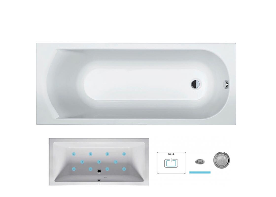 Изображение товара Ванна гидромассажная Riho Miami 170x70 см с 11 аэрофорсунками и подсветкой