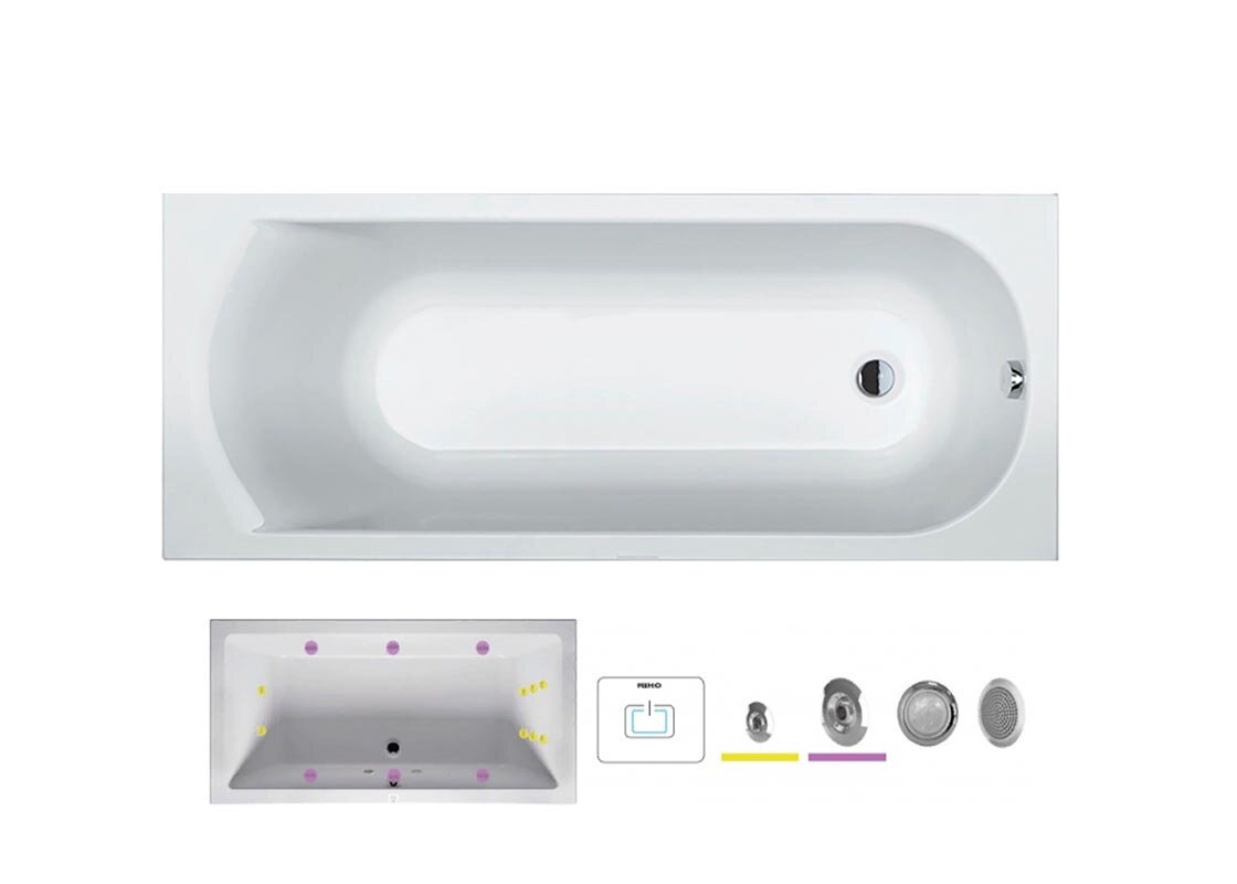 Изображение товара Гидромассажная ванна Riho Miami 170x70 см акрил прямоугольная отдельно стоящая