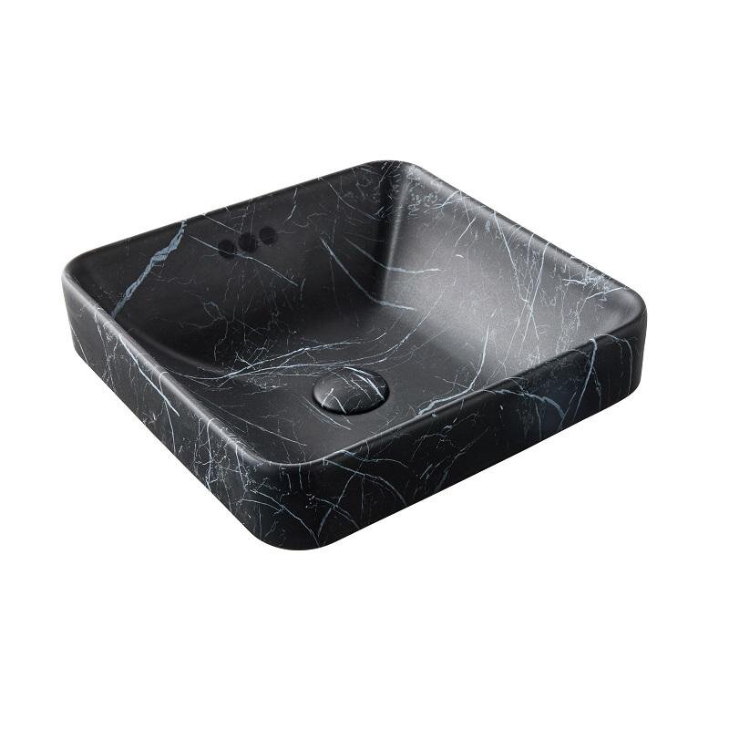 Изображение товара Раковина накладная Jacob Delafon Vox E2661-HYG, 40 см, с переливом, без донного клапана, цвет черный мрамор
