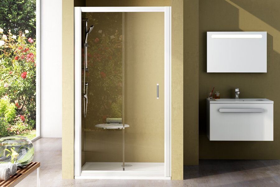 Изображение товара Душевая дверь Ravak NRDP2-100 левая белая витраж прозрачная