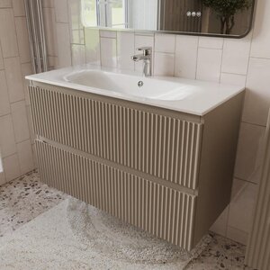 Изображение товара Тумба с раковиной Terminus Sicilia SIC101002200501O, 100 см, подвесная, цвет капучино