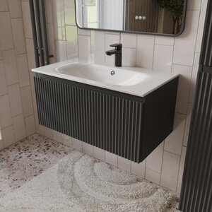 Изображение товара Тумба с раковиной Terminus Sicilia SIC10801701601O, 80 см, подвесная, цвет графит