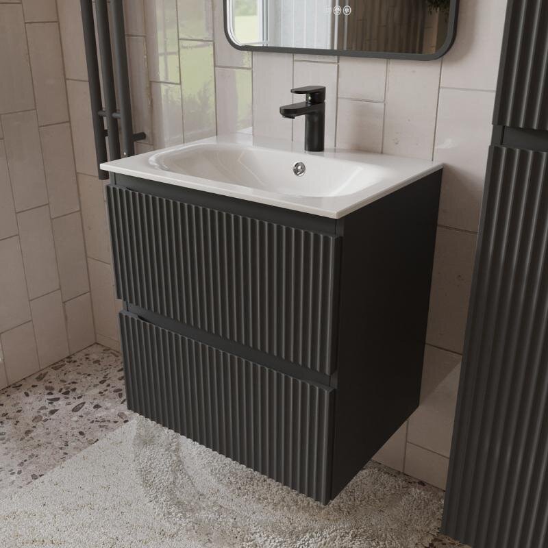 Изображение товара Тумба с раковиной Terminus Sicilia SIC10602701601O, 60 см, подвесная, цвет графит