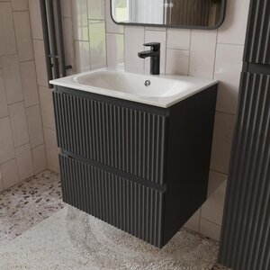 Изображение товара Тумба с раковиной Terminus Sicilia SIC10602701601O, 60 см, подвесная, цвет графит