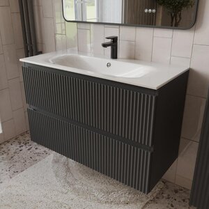 Изображение товара Тумба с раковиной Terminus Sicilia SIC101002701601O, 100 см, подвесная, цвет графит