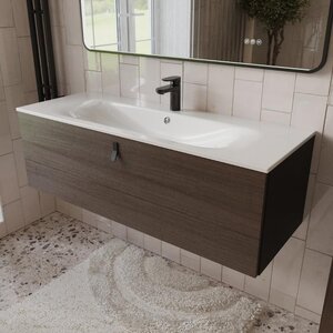 Изображение товара Тумба с раковиной Terminus Kontur KON101201200001O, 120 см, подвесная, цвет венге/графит