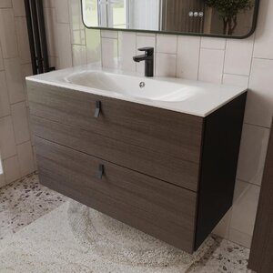 Изображение товара Тумба с раковиной Terminus Kontur KON101002200001O, 100 см, подвесная, цвет венге/графит