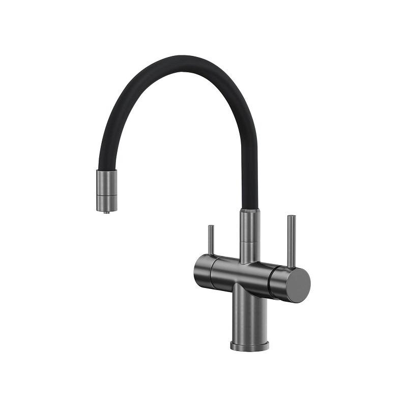 Изображение товара Reflexion Lago RX9902BL смеситель для кухонной мойки с подключением к фильтру PVD оружейная сталь