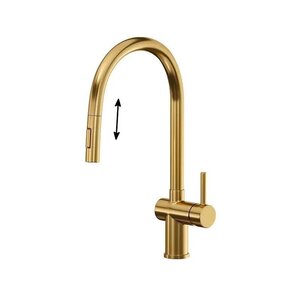 Изображение товара Смеситель для кухонной мойки Reflexion Lago RX9904GD, с вытяжным изливом, PVD золото брашированное