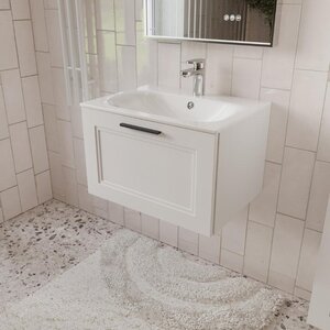 Изображение товара Тумба с раковиной Terminus Classik 60 см подвесная белая МДФ эмаль