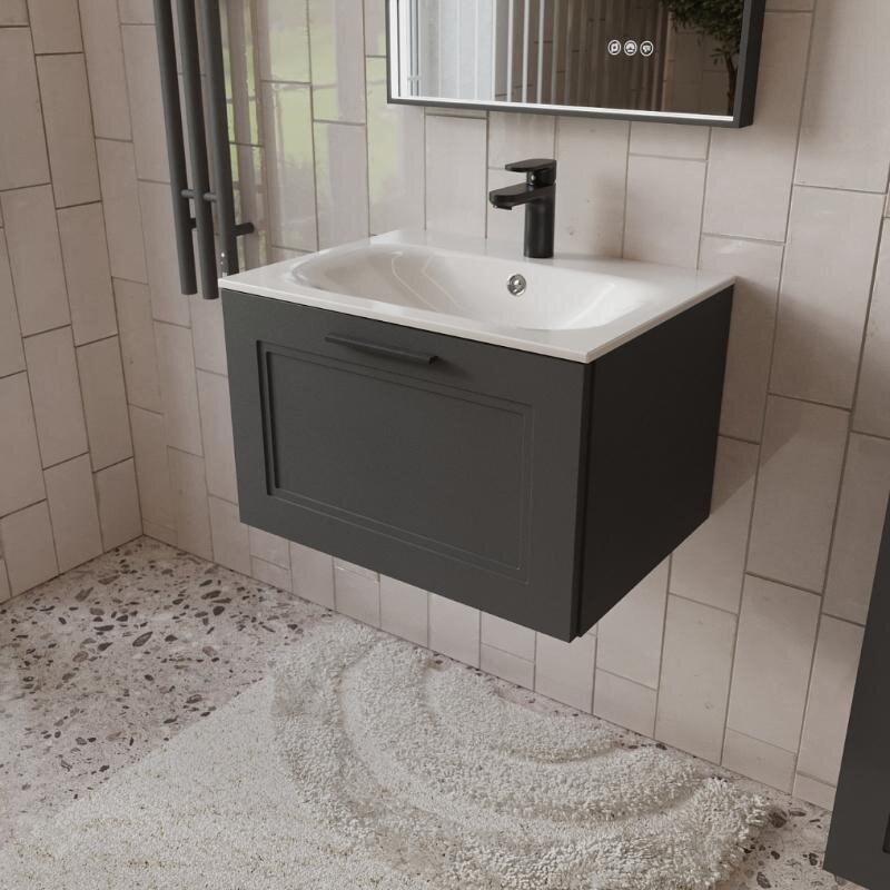 Изображение товара Тумба с раковиной Terminus Classik CLA10601701601O, 60 см, подвесная, цвет графит