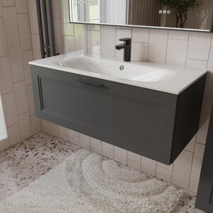 Изображение товара Тумба с раковиной Terminus Classik CLA101001701601O, 100 см, подвесная, цвет графит