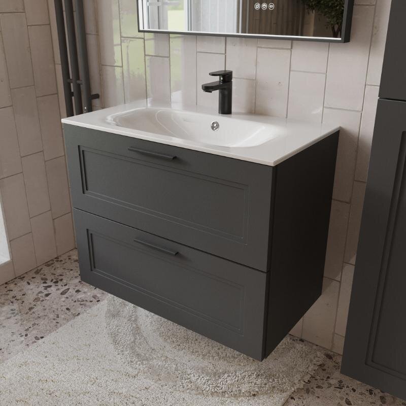 Изображение товара Тумба с раковиной Terminus Classik CLA10802701601O, 80 см, подвесная, цвет графит