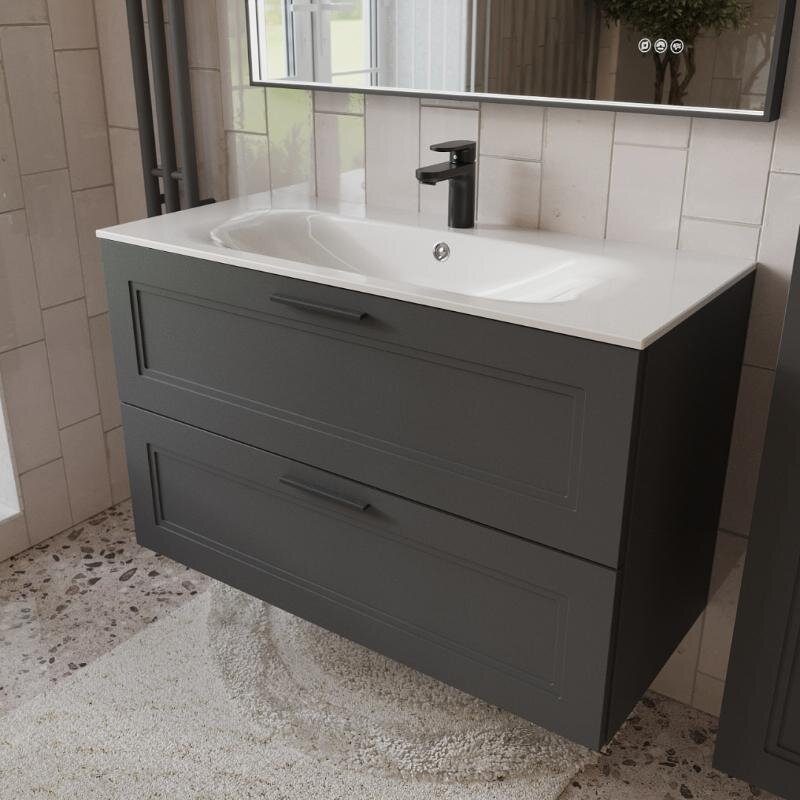 Изображение товара Тумба с раковиной Terminus Classik CLA101002701601O, 100 см, подвесная, цвет графит