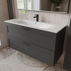Изображение товара Тумба с раковиной Terminus Classik 120 см подвесная графит МДФ