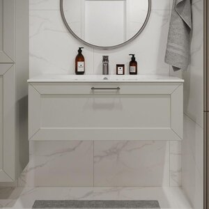 Изображение товара Тумба с раковиной Terminus Victoria VIC101001900301O, 100 см, подвесная, цвет белый