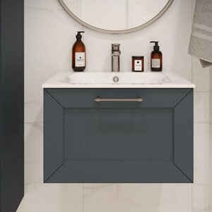 Изображение товара Тумба с раковиной Terminus Victoria VIC10601703101O, 60 см, подвесная, цвет серый шелк