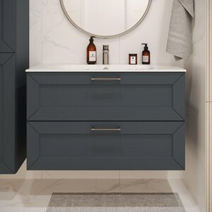 Изображение товара Тумба с раковиной Terminus Victoria VIC101002703101O, 100 см, подвесная, цвет серый шелк