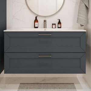 Изображение товара Тумба с раковиной Terminus Victoria VIC101202703101O, 120 см, подвесная, цвет серый шелк