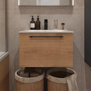 Изображение товара Тумба с раковиной Terminus Venta VEN10601300001OO, 60 см, подвесная, цвет шпон/дуб