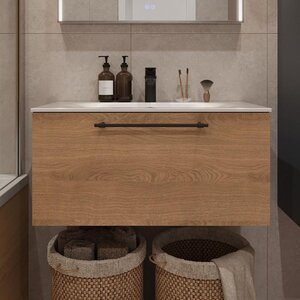 Изображение товара Тумба с раковиной Terminus Venta VEN10801300001O, 80 см, подвесная, цвет шпон/дуб Изображение товара Тумба с раковиной Terminus Venta VEN10801300001O, 80 см, подвесная, цвет шпон/дуб