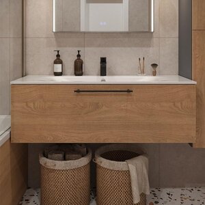 Изображение товара Тумба с раковиной Terminus Venta VEN101201300001O, 120 см, подвесная, цвет шпон/дуб