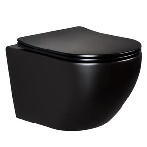 Изображение товара Унитаз подвесной Splendy Light LI10152VTYBMB, безободковый, смыв торнадо, сиденье микролифт, цвет черный матовый/черный