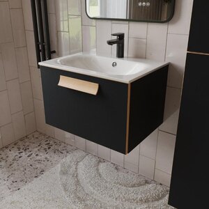 Изображение товара Тумба с раковиной Terminus Noto NOT10601099901O, 60 см, подвесная, цвет черный