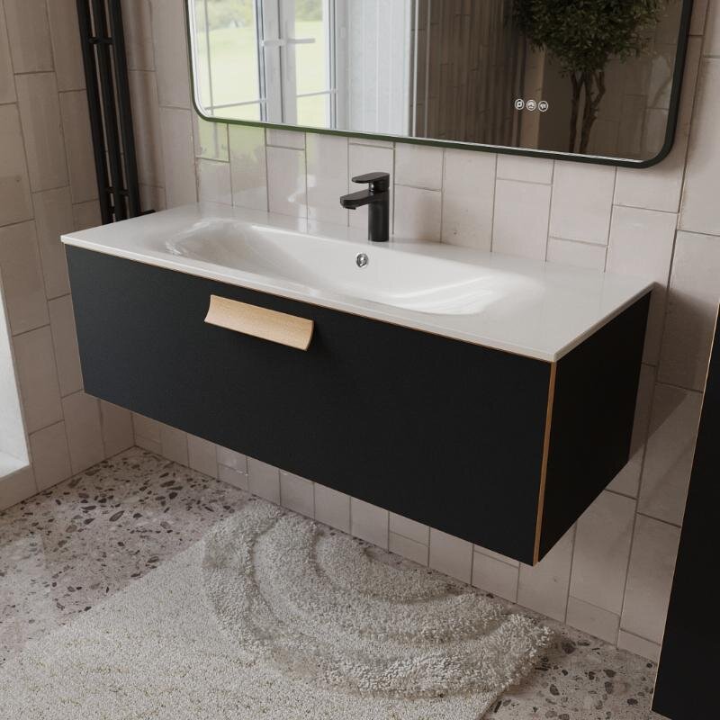 Изображение товара Тумба с раковиной Terminus Noto NOT101201099901O, 120 см, подвесная, цвет черный