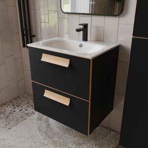 Изображение товара Тумба с раковиной Terminus Noto NOT10602099901O, 60 см, подвесная, цвет черный