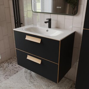 Изображение товара Тумба с раковиной Terminus Noto NOT10802099901O 80 см подвесная черная