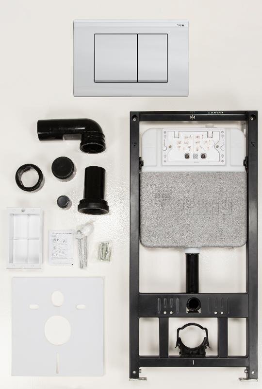 Изображение товара Инсталляция для унитаза Рехау Novaflow с клавишей Nova Quad 001 белая 1147 мм