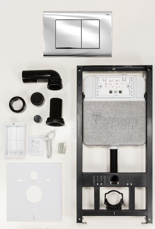 Изображение товара Инсталляция для унитаза Рехау Novaflow 19101031001 с клавишей Nova Quad хром