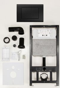 Изображение товара Инсталляция для унитаза Рехау Novaflow 19101041001, с клавишей Nova Quad 001, черная матовая