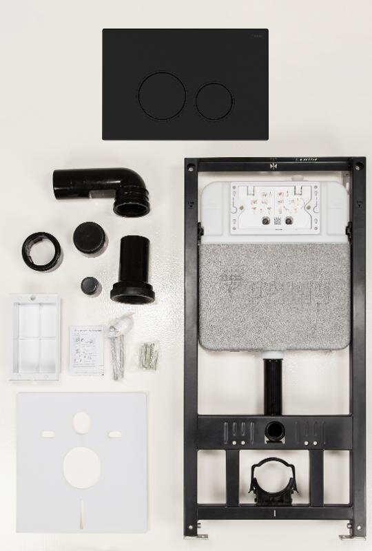 Изображение товара Инсталляция для унитаза Рехау Novaflow 19101071001 с панелью Nova Orb 001 черная матовая