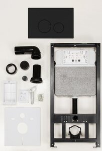 Изображение товара Инсталляция для унитаза Рехау Novaflow 19101071001, с клавишей Nova Orb 001, черная матовая