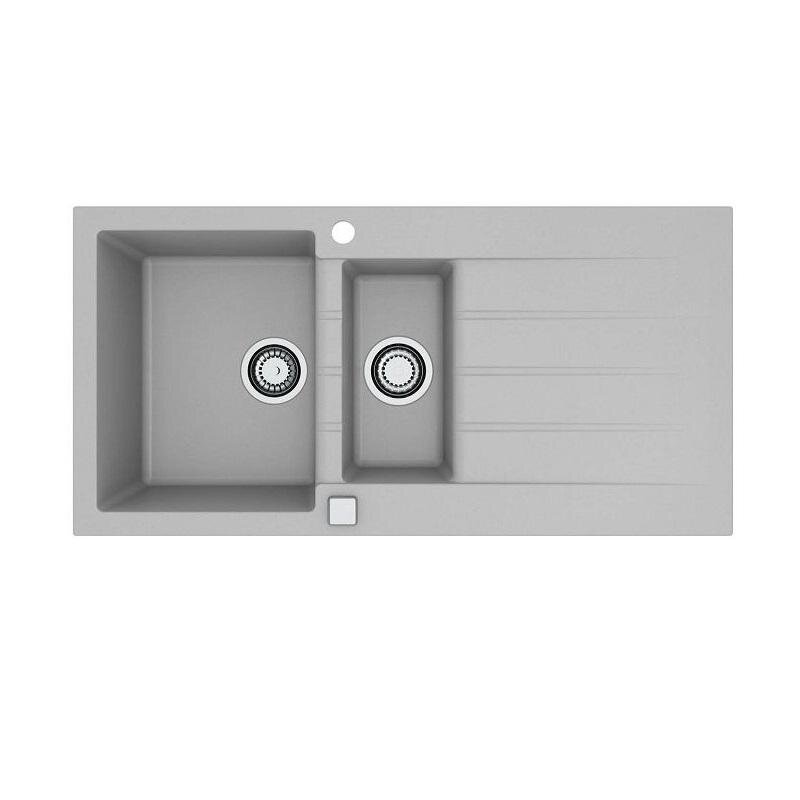 Изображение товара Alveus Cadit 80 1140600 Мойка кухонная двухсекционная 1000х500 мм из Granital серый матовый Изображение товара Alveus Cadit 80 1140600 Мойка кухонная двухсекционная 1000х500 мм из Granital серый матовый
