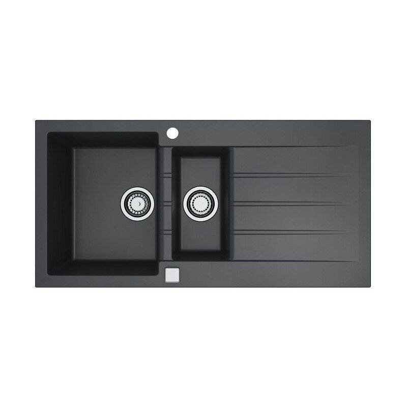 Изображение товара Alveus Cadit 80 1140603 кухонная двухсекционная мойка из Granital 1000x500 мм черный матовый