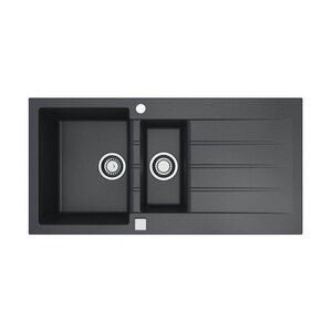 Изображение товара Alveus Cadit 80 1140603 кухонная двухсекционная мойка из Granital 1000x500 мм черный матовый