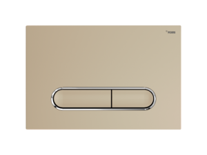 Изображение товара Клавиша смыва Рехау Nova Ellipse 002 19102451001, механическая, золото матовое/хром