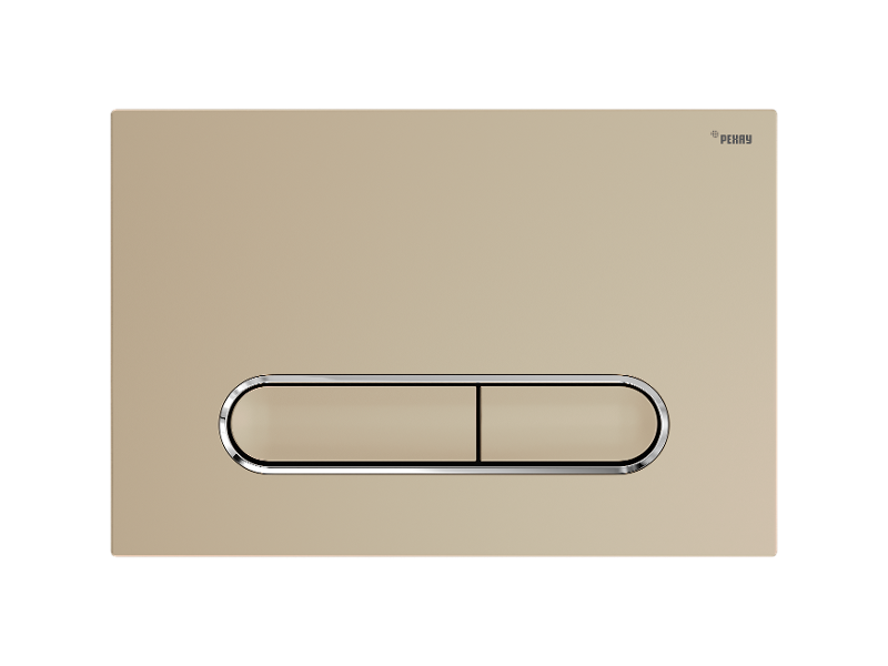 Изображение товара Клавиша смыва Рехау Nova Ellipse 002 механическая с двумя режимами цвета золото матовое и хром