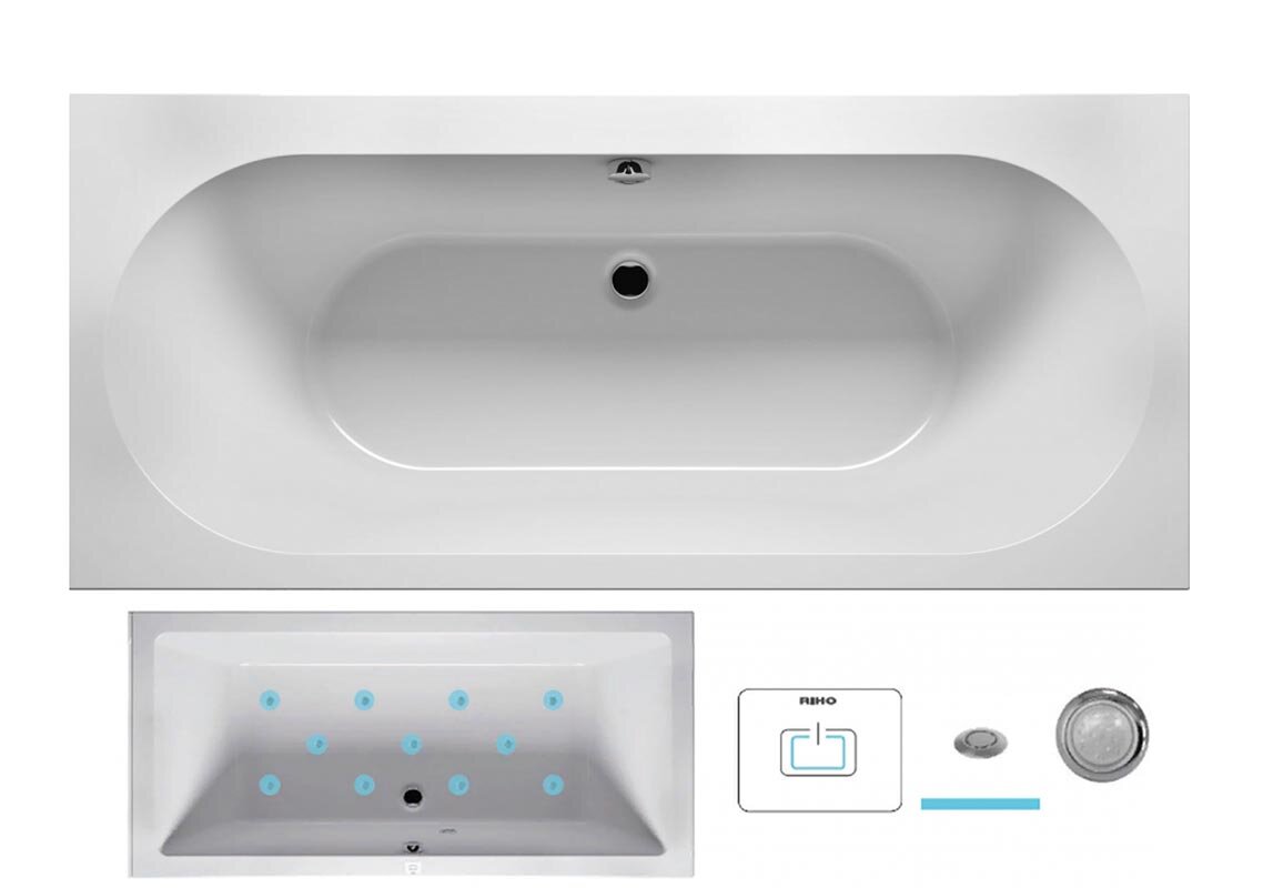 Изображение товара Ванна Riho Carolina 180x80 AIR — гидромассаж, прямоугольная, белая