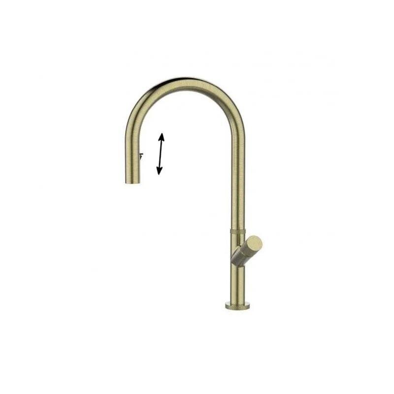 Изображение товара Смеситель для кухонной мойки Alveus Swan - PS Monarch 1150776, выдвижной излив, PVD золото брашированное