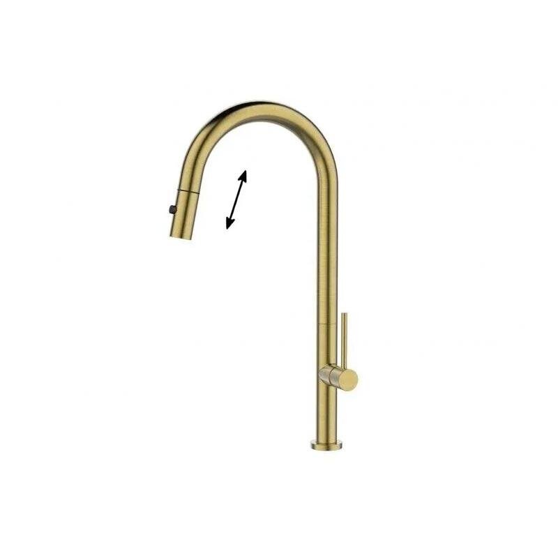 Изображение товара Смеситель для кухонной мойки Alveus Nova - PS Monarch 1150857, выдвижной излив, PVD золото брашированное